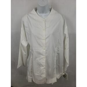 NWT Spirithouse white Button Down Top Size S/M Cotton Blend Long Sleeve